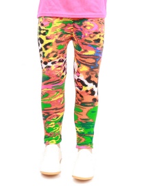 Fashion Colored Leopard Printed Milk Silk Children's Leggings