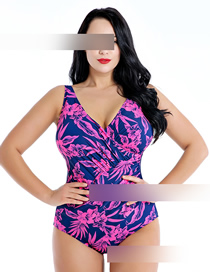 Fashion Purple Printed Pleated One-piece Swimsuit