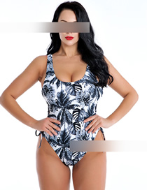 Fashion White Printed One-piece Swimsuit