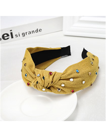 Fashion Yellow Fabric Color Brick Headband Colorful Diamond Cotton Knot Headband