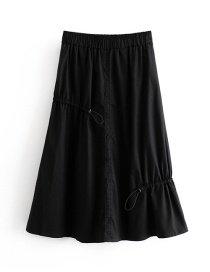 Fashion Black Drawstring Elastic Waist Skirt