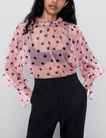 Fashion Pink Polka Dot Printed Shirt