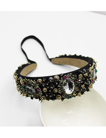 Fashion Round Diamond Black And White Crystal Gemstone Headband