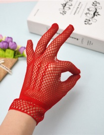 Fashion Red Mesh High Elastic Gloves