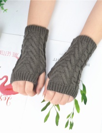 Fashion Dark Gray Half Finger Wool Gloves