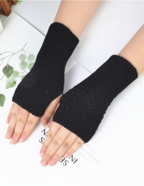 Fashion Black Knitted Half Finger Gloves