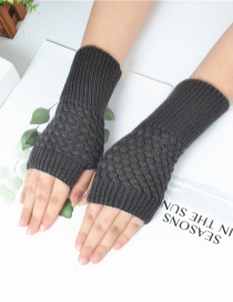 Fashion Dark Gray Knitted Half Finger Gloves
