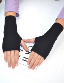 Fashion Black Cashmere Half Finger Gloves