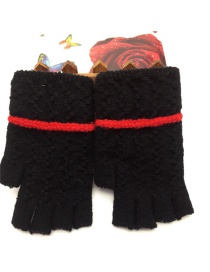 Fashion Black Half Finger Knit Touch Screen Gloves