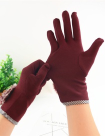 Fashion Red Hair Ball Thin Brushed Five-finger Gloves