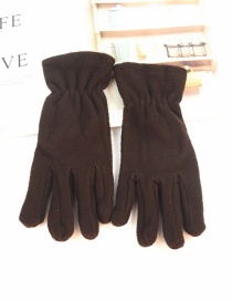 Fashion Brown Imitation Lambskin Gloves
