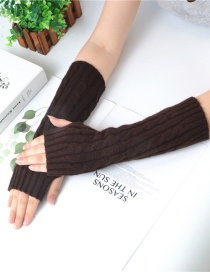 Fashion Brown Wool Twist Vertical Knit Sleeve