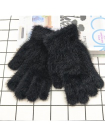 Fashion Black Plush Touch Screen Five-finger Gloves