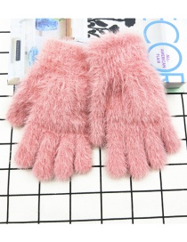 Fashion Pink Plush Touch Screen Five-finger Gloves