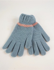 Fashion Gray-blue Pointing Lace Wave Plus Velvet Gloves