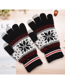 Fashion Black Snowflake Touch Screen Brushed Mittens