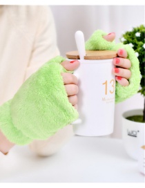 Fashion Green Plush Thick Half-finger Finger-knit Gloves