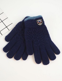 Fashion Upper Cyan Badge Plus Velvet Finger Gloves