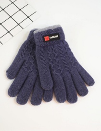 Fashion Dark Purple Badge Plus Velvet Finger Gloves