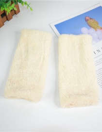Fashion Milk White Half Finger Plush Gloves