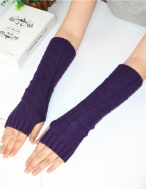 Fashion Purple Half Finger Knit Wool Arm Sleeve