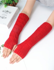 Fashion Big Red Half Finger Knit Wool Arm Sleeve