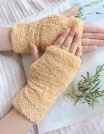 Fashion Khaki Plush Half Finger Bear Arm Sleeve