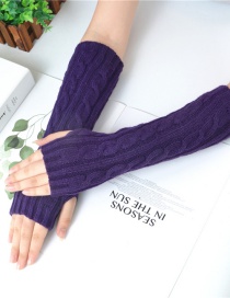 Fashion Purple Half Finger Twist Twist Yarn Knitting Gloves