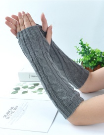 Fashion Dark Gray Half Finger Twist Twist Yarn Knitting Gloves