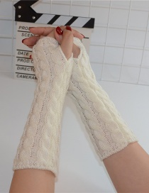 Fashion White Wool Half Finger Knit Full Twist Arm Sleeve