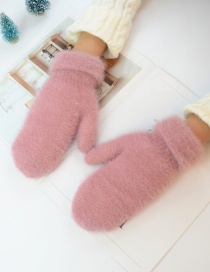 Fashion Pink Imitation Bristles And Velvet Gloves