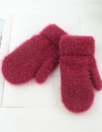 Fashion Red Imitation Bristles And Velvet Gloves