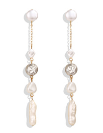 Fashion Gold Alloy Irregular Pearl Fringe About Earrings