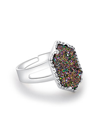 Fashion Silver + Purple Cluster Alloy Crystal Cluster Diamond Ring