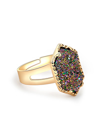 Fashion Gold + Purple Cluster Alloy Crystal Cluster Diamond Ring