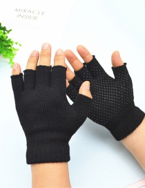 Fashion Black Half Finger Glue Non-slip Acrylic Touch Screen Gloves