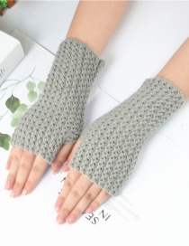 Fashion Gray Knitted Mesh Fingerless Short Gloves