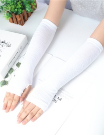 Fashion Pure White Knitting Half Finger Polyester Cotton Thin Arm Sleeve