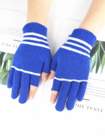 Fashion Blue Wool Dew Two-finger Gloves