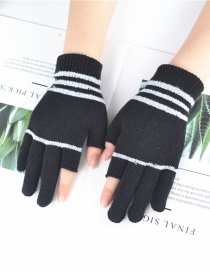 Fashion Black Wool Dew Two-finger Gloves