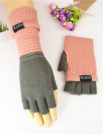 Fashion Light Gray Double-layer Two-knit Knitted Gloves