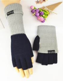 Fashion Light Gray Double-layer Two-knit Knitted Gloves