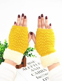Fashion Yellow Plus Mouth And Velvet Half Finger Gloves