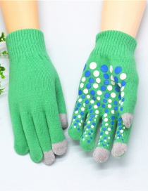 Fashion Green Touch Screen Single Layer Knitted Non-slip Rubber Gloves