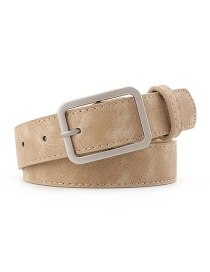 Fashion Khaki Square Buckle Faux Leather Belt