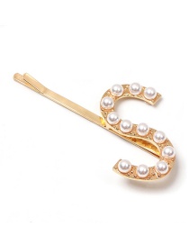 Fashion S Pearl Diamond Letter Hairpin