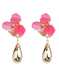 Fashion Pink Acrylic Flower Alloy Drop Earrings