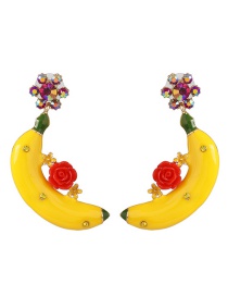Fashion Red Banana Flower Stud Earrings