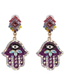 Fashion Purple Palm Stud Earrings
