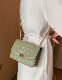 Fashion Green Locked Rhombic Chain Shoulder Messenger Bag
